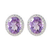 Renata Purple Stud Earrings with Sparkling Design Amethyst Purple Stud